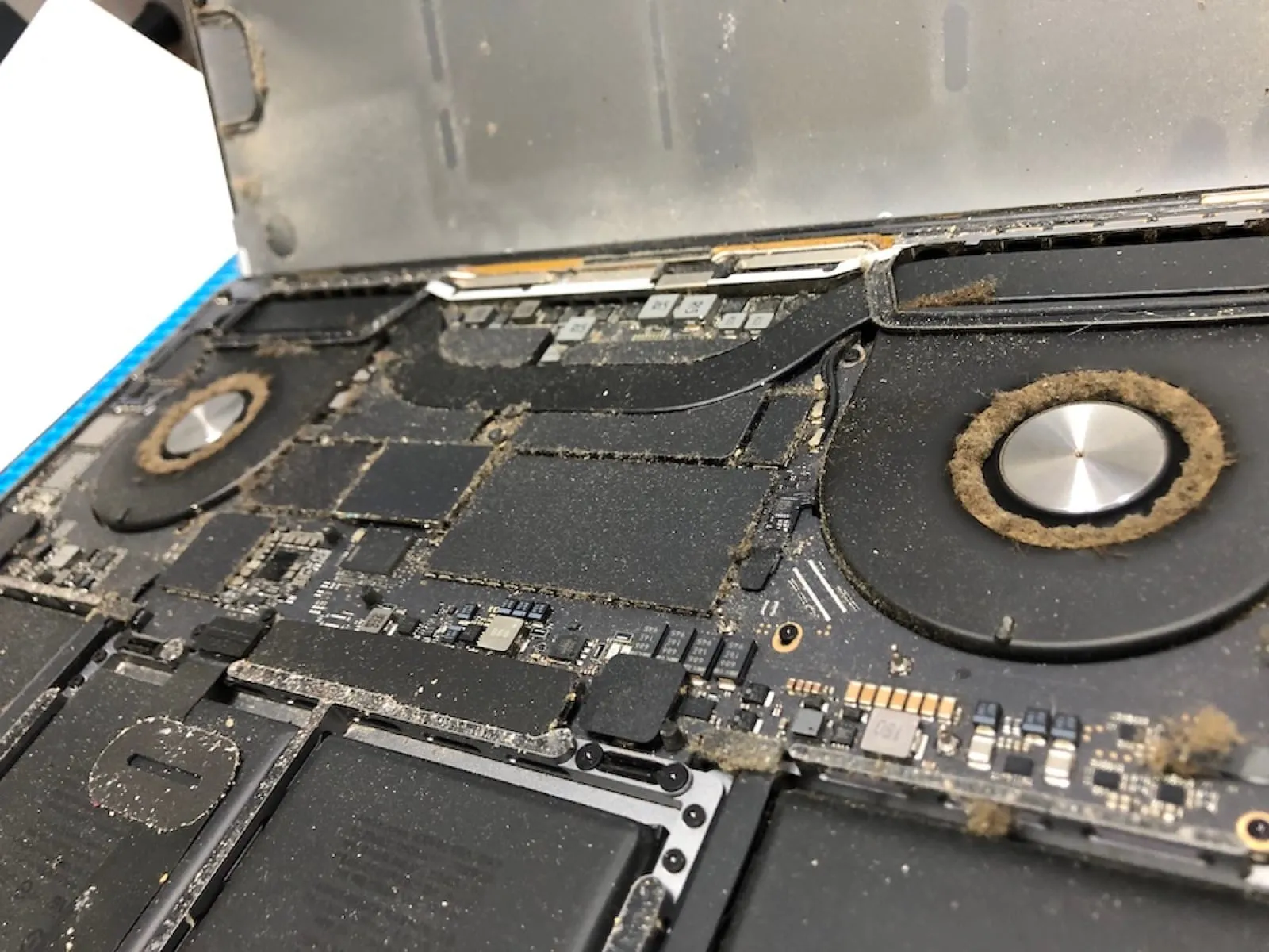 Zakurzony wentylator i radiator MacBooka